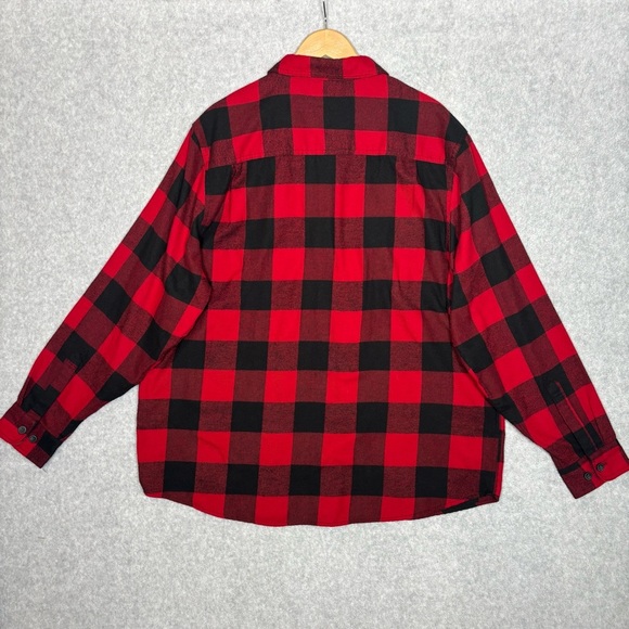 Coleman Long Sleeve Button-Up Flannel Buffalo Check Shirt-Red/Black-Men XXL - Picture 4 of 5